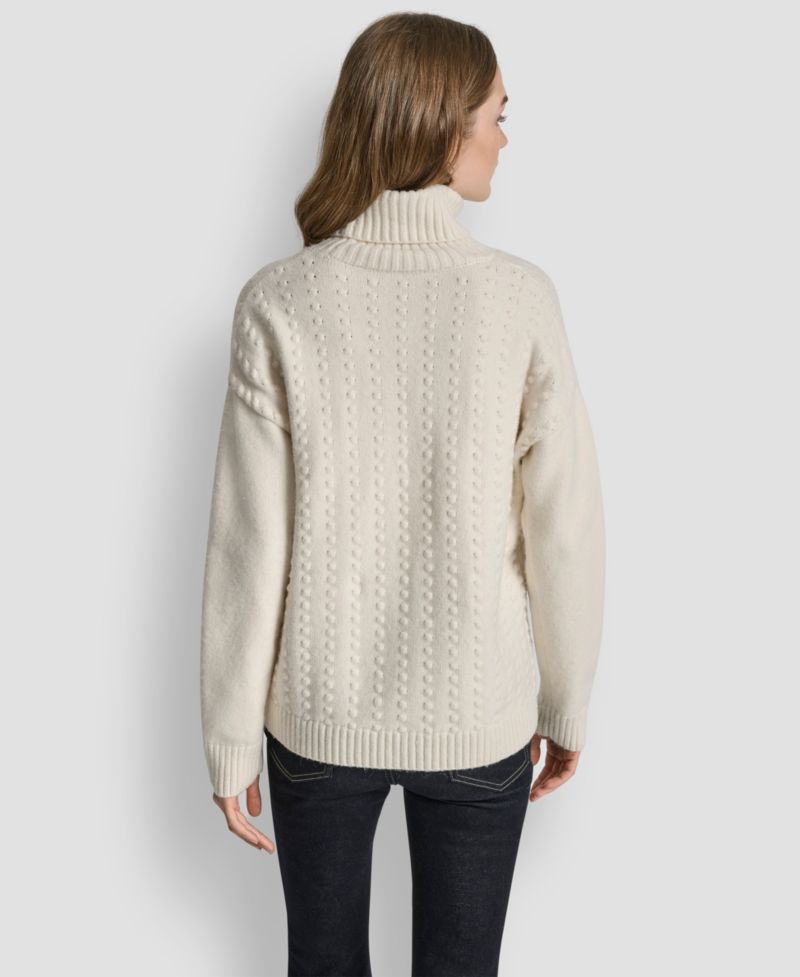 Women's Turtle Neck Bobble Stitch Long Sleeve Sweater