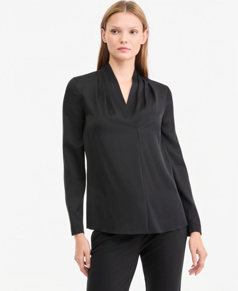Women's Nellie Long-Sleeve V-Neck Silk-Blend Blouse