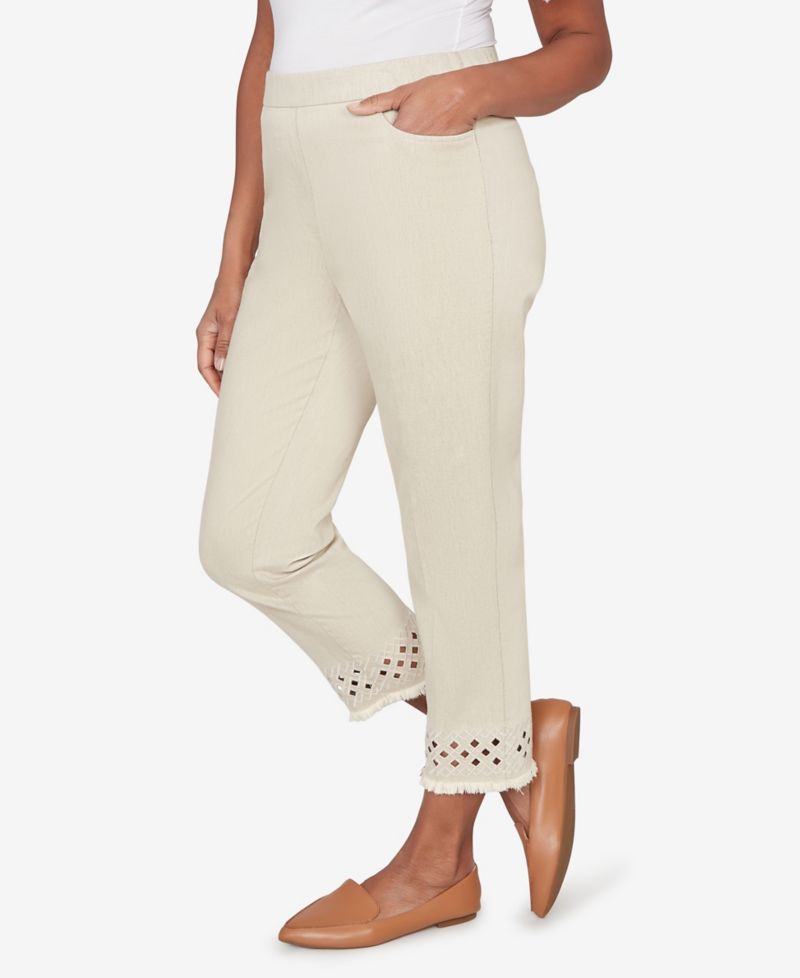 Women's Detail Driven Geometric Cut Out Flat Front Ankle Pants