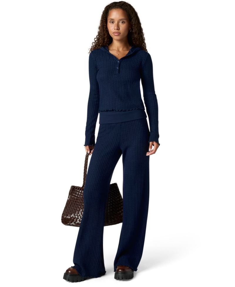 Juniors' Baby Wide-Leg Cable-Knit Pull-On Pants