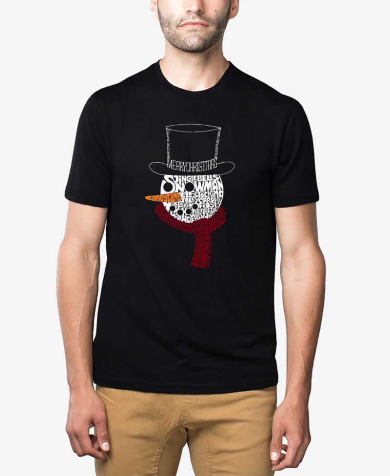 Men's Cotton/Poly Blend Word Art T-Shirt - Snowman Face