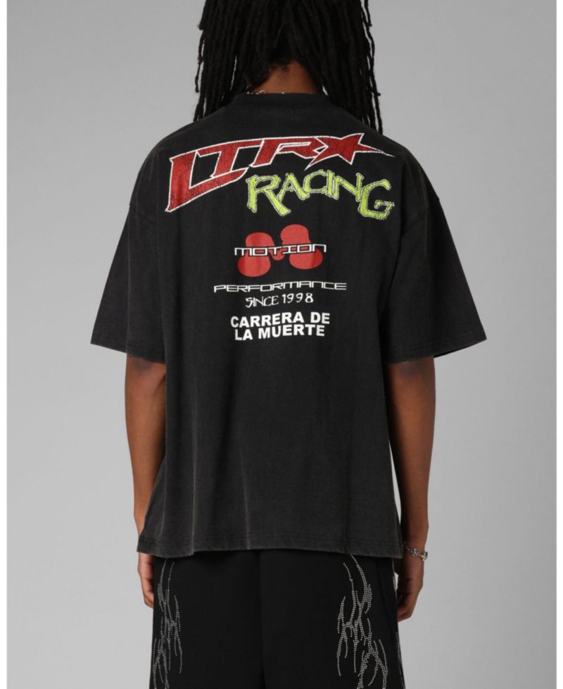 Men's Racing Oversized Graphic Faded-Wash T-Shirt