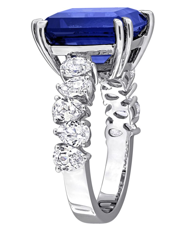Lab Grown Blue Sapphire (5 ct. t.w.) & Lab Grown White Sapphire (2-1/5 ct. t.w.) Ring in Sterling Silver (Also Available in Ruby)