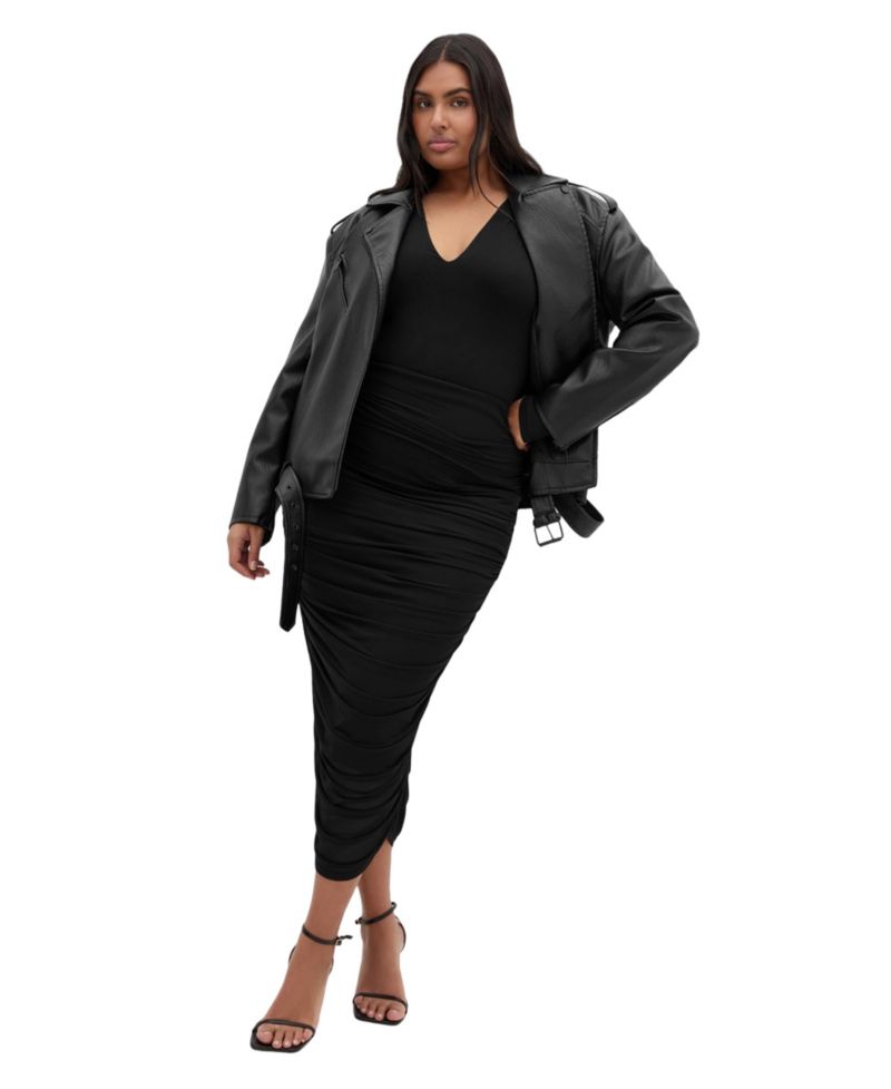 Women's Plus Size Anastasia Ruched Midi Skirt