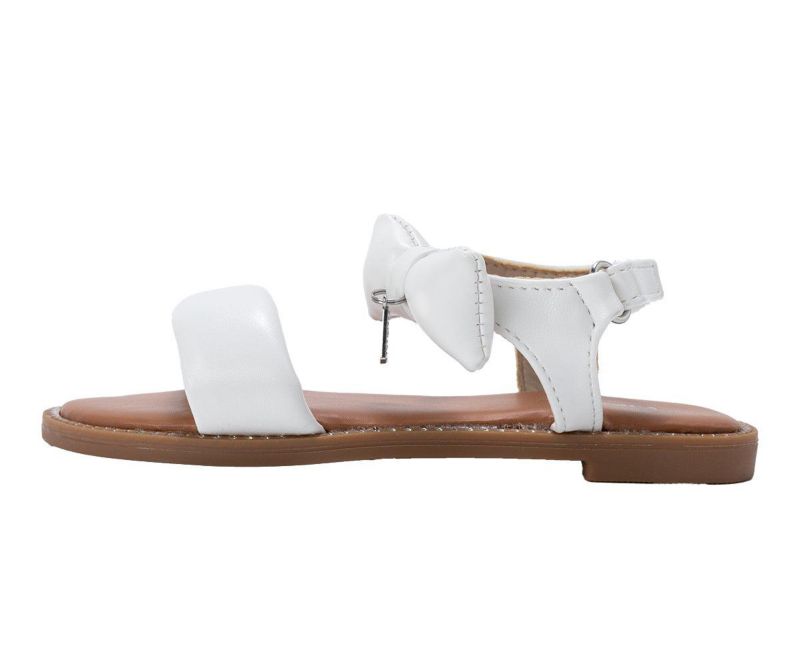 Little Girls Girl's Fashion Sandals - Dressy Shoes with Puffy Bow and Hanging Logo Charm