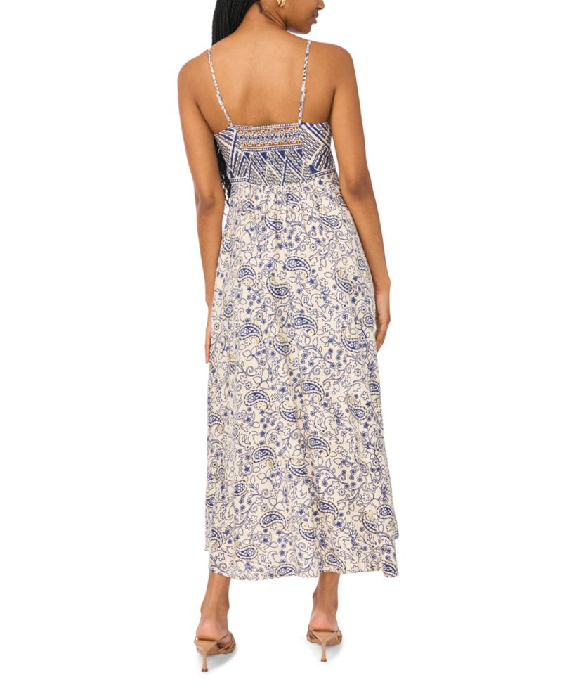 Women's Flowy Tie-Front V-Neck Midi Dress