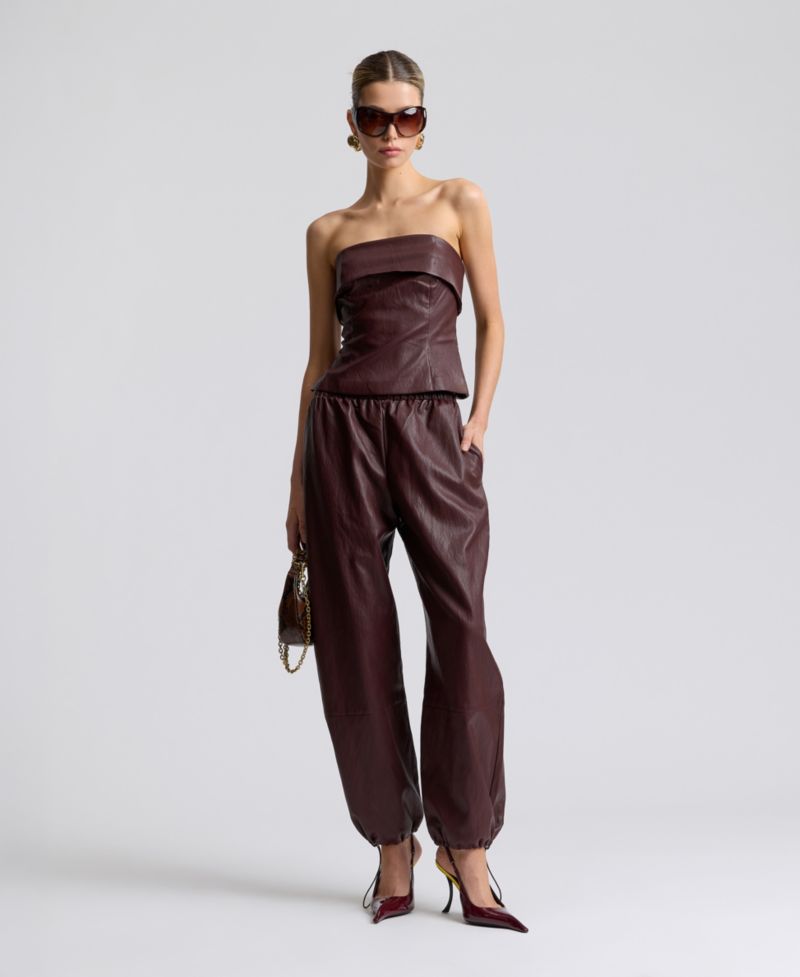 Women's Faux Leather Sleeveless Tube Top