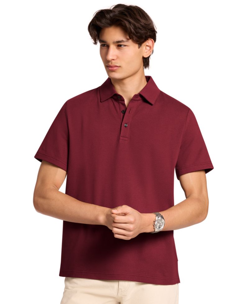 Men's Short-Sleeve Bubble Knit Polo Shirt