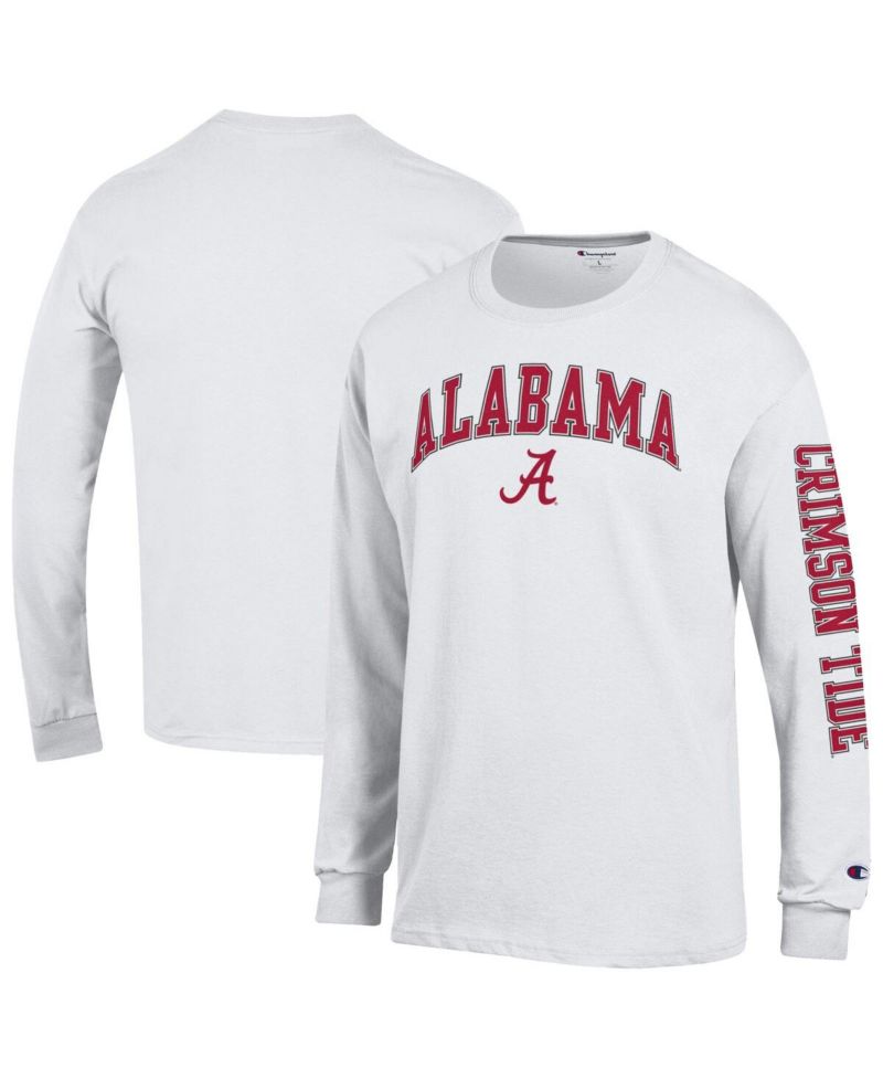 Men's Crimson Alabama Crimson Tide Arch Over Logo 2-Hit Long Sleeve T-Shirt