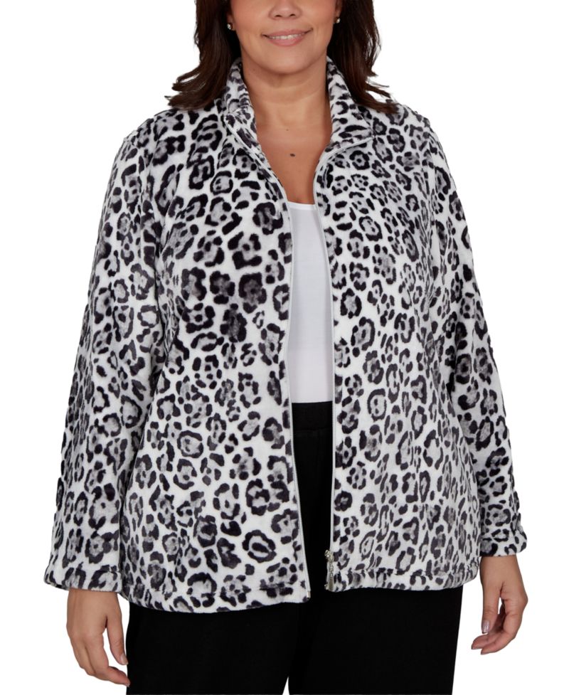Plus Size Animal-Print Knit Jacket