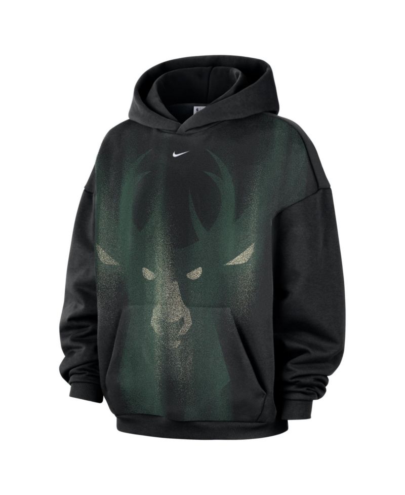 Men's Black Milwaukee Bucks 2026 Standard Issue Practice Icon Fleece Pullover Hoodie