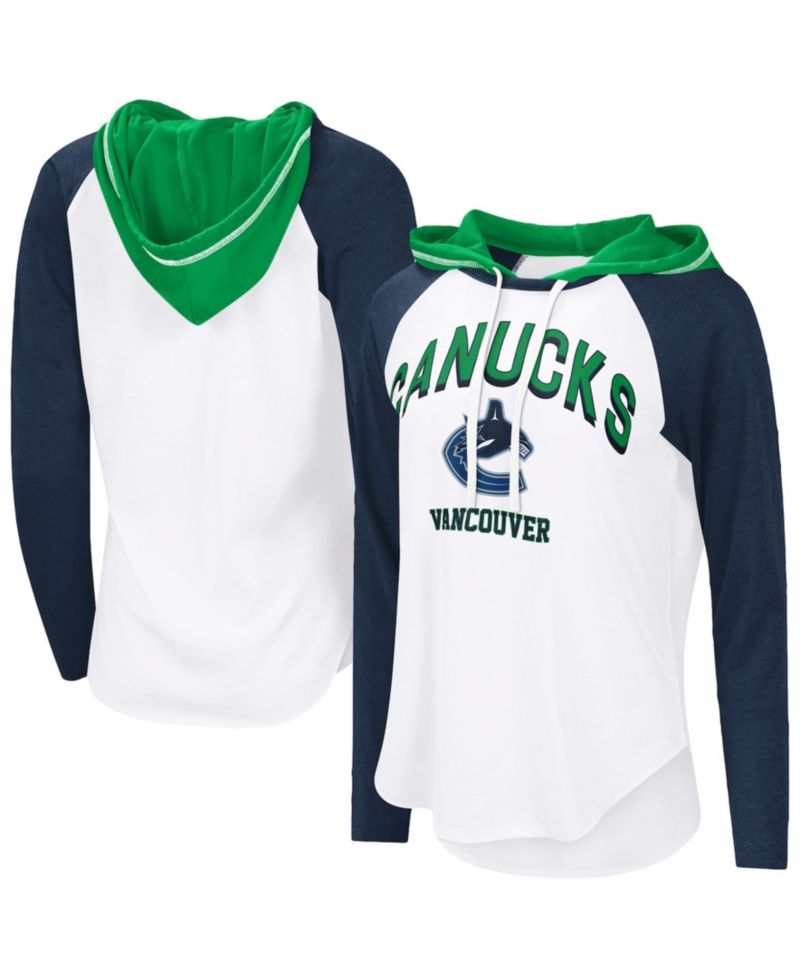 Women's G-III 4Her by Carl Banks White Vancouver Canucks VIP Raglan Long Sleeve Hoodie
