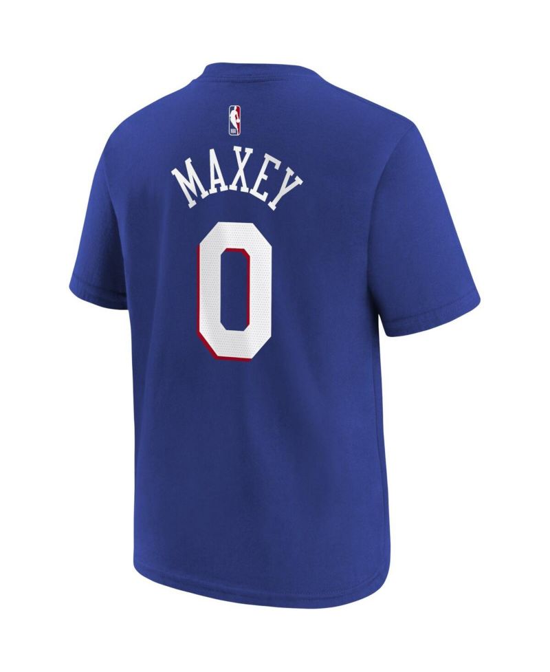 Big Boys and Girls Tyrese Maxey Royal Philadelphia 76ers Icon Name & Number T-Shirt