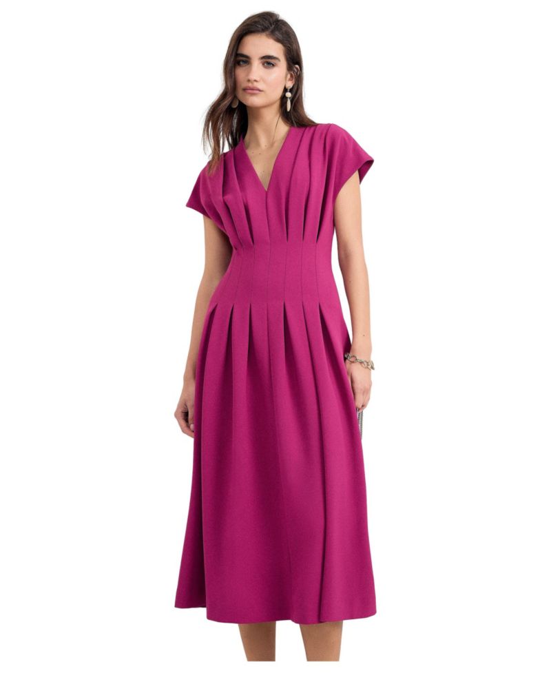 Women's Hanna Pleated V-Neck Midi Dress