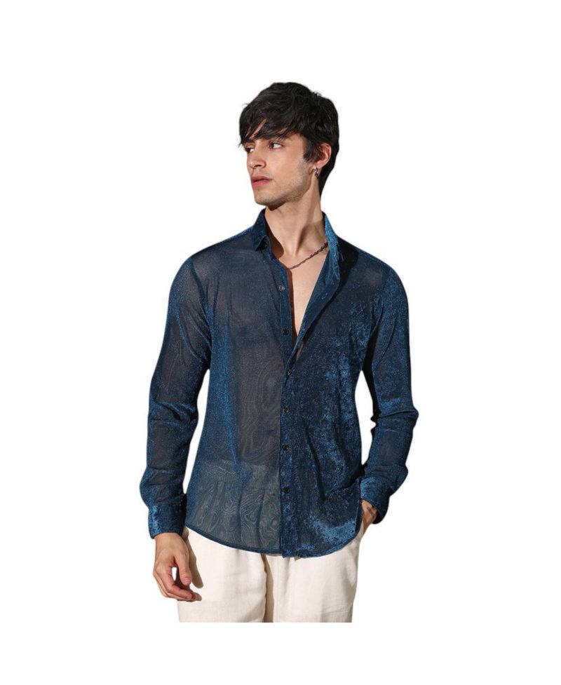 Men's Men 's Solid Velvet Shirt