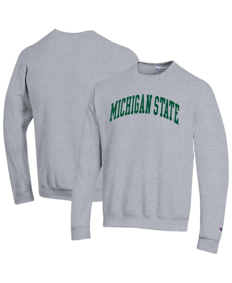 Men's White Michigan State Spartans Basic Arch Fleece Pullover Sweatshirt