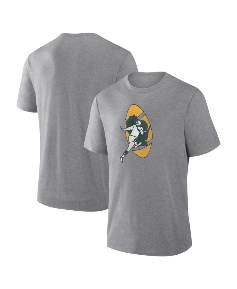 Men's Heather Gray Green Bay Packers Heritage Tribute Tri-Blend T-Shirt