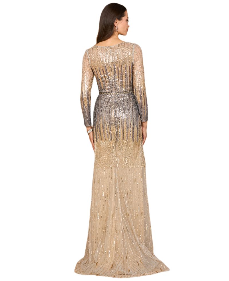 Women's Mermaid, Beaded Long Sleeve Gown