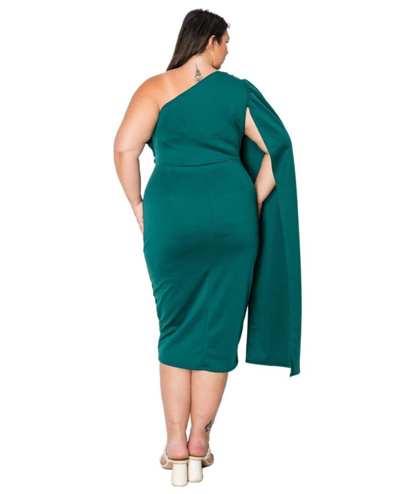 Plus Size Spade One Shoulder Cape Dress