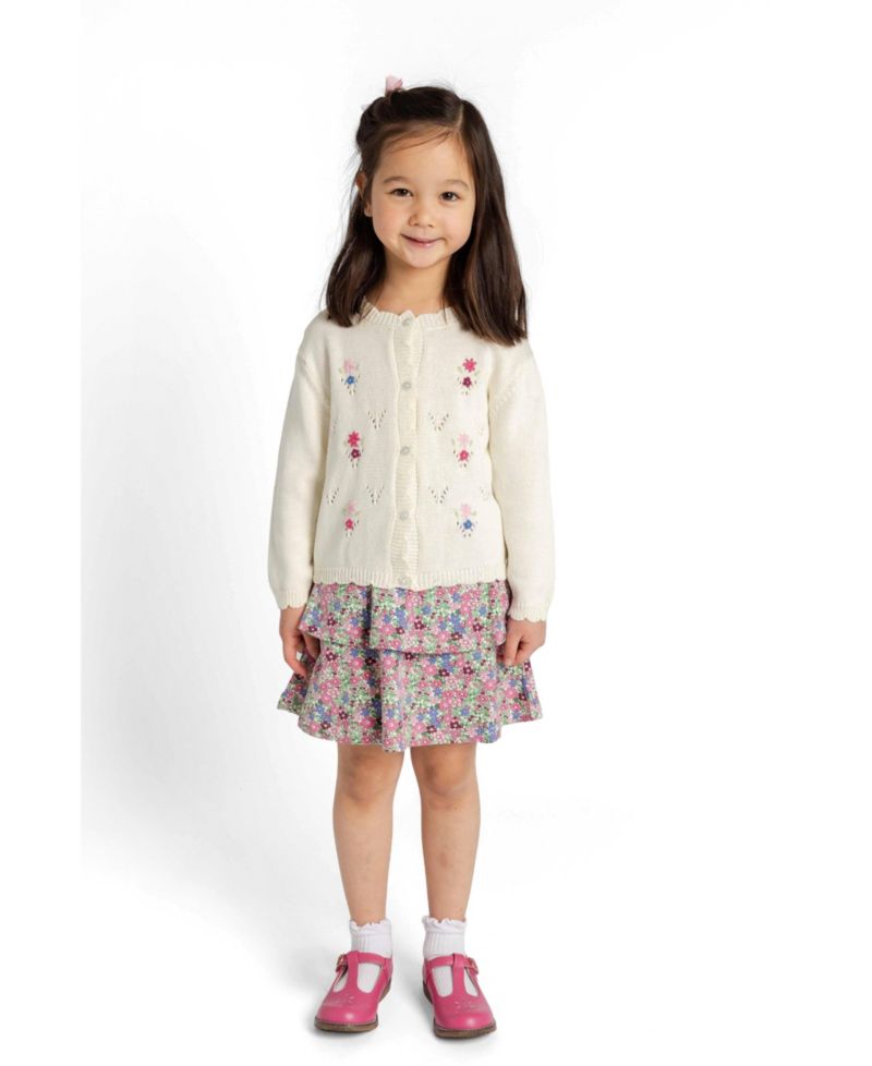 Girl's (4-6X) Sweater with Hand Embroidered Flowers