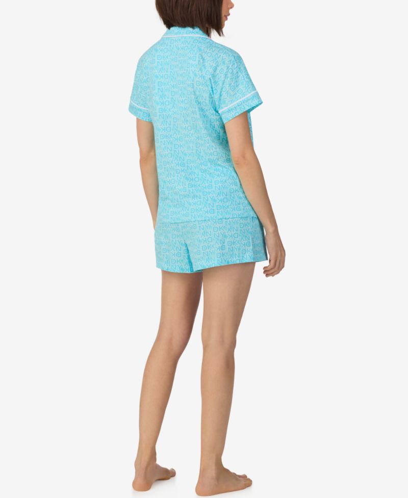 Women's Sleepwear Notch Collar Top and Shorts, 2-Piece Set