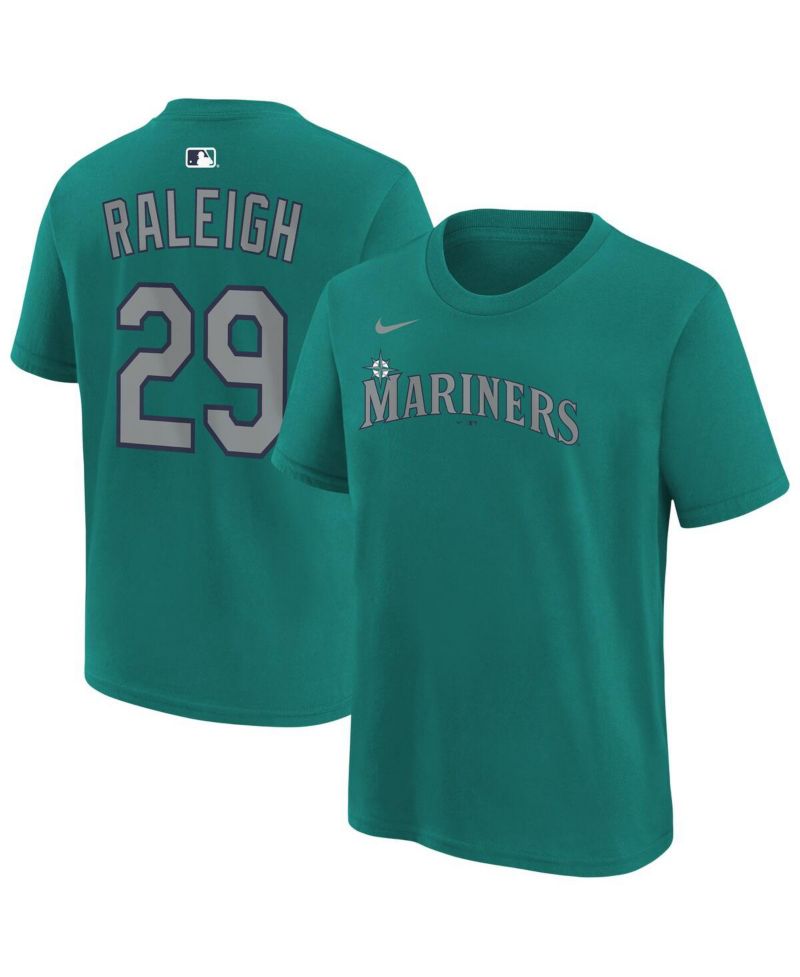 Big Boys and Girls Cal Raleigh Teal Seattle Mariners Name & Number T-Shirt