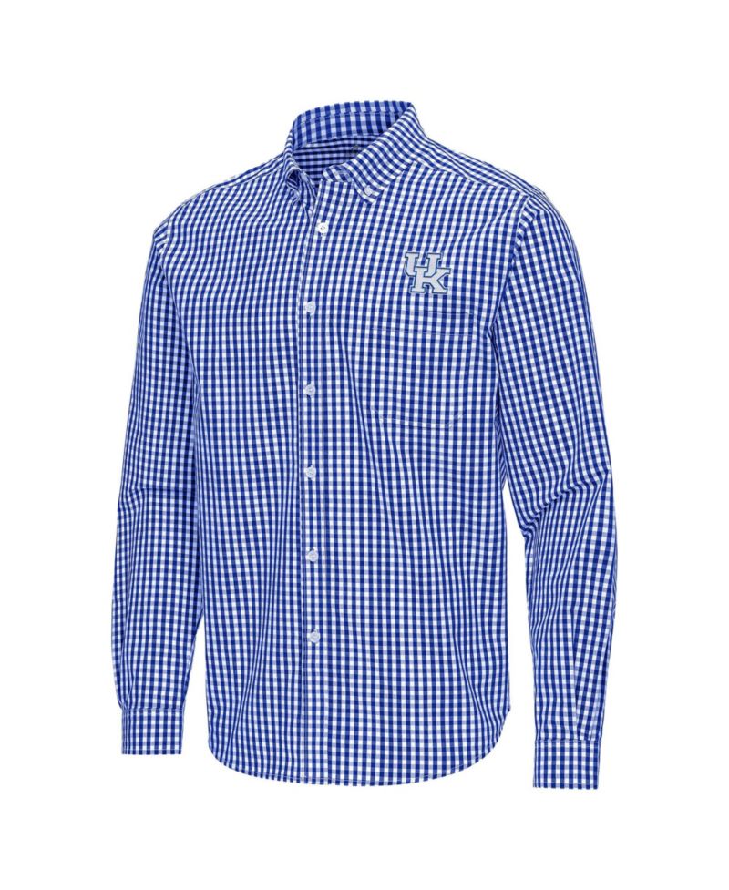 Men's Royal Kentucky Wildcats Ellis Woven Tri-Blend Long Sleeve Button-Down Shirt