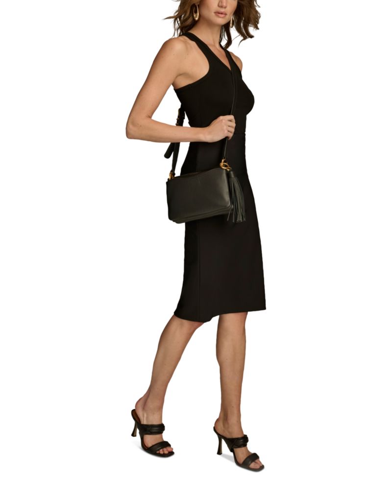 Glenwood Zippered Leather Small Crossbody with Tassel Detail