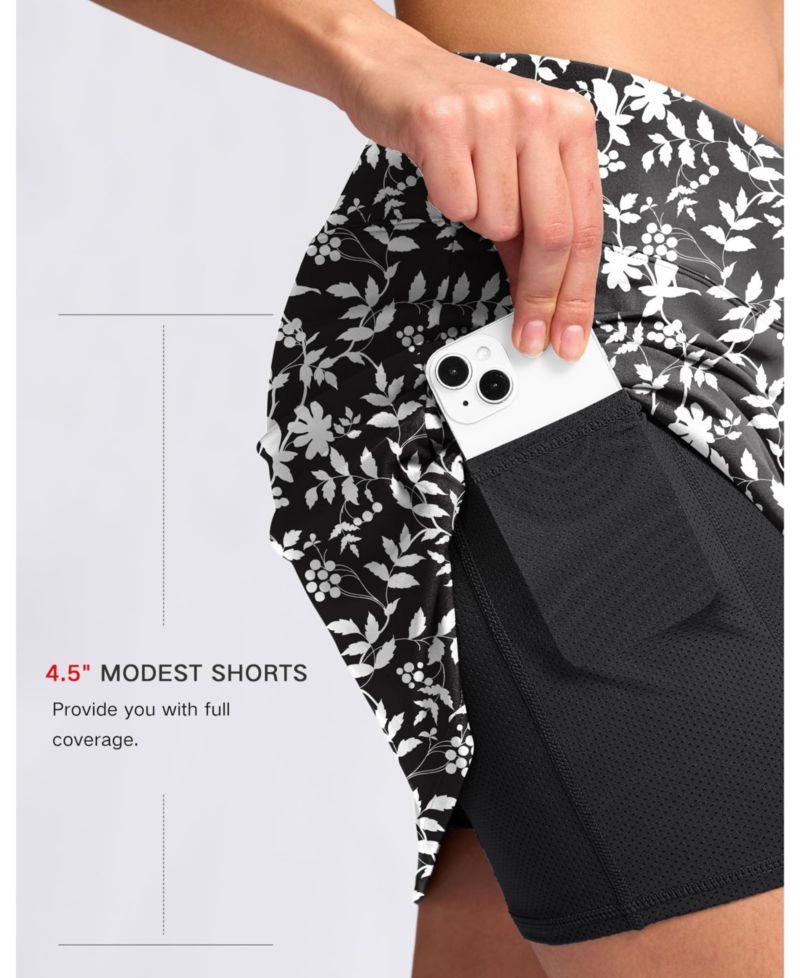 16 Inch High Waist Skorts With Pockets Stretch Athletic Workout Skirt