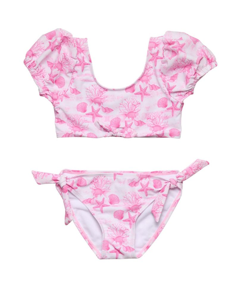 Little Girls Pink Lagoon Puff Sleeve Bikini