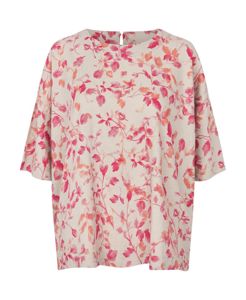 Women's MaDegana Floral-Print 3/4-Sleeve Linen-Blend Top
