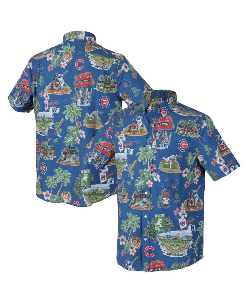 Men's Royal Chicago Cubs Scenic Tri-Blend Button-Down Shirt