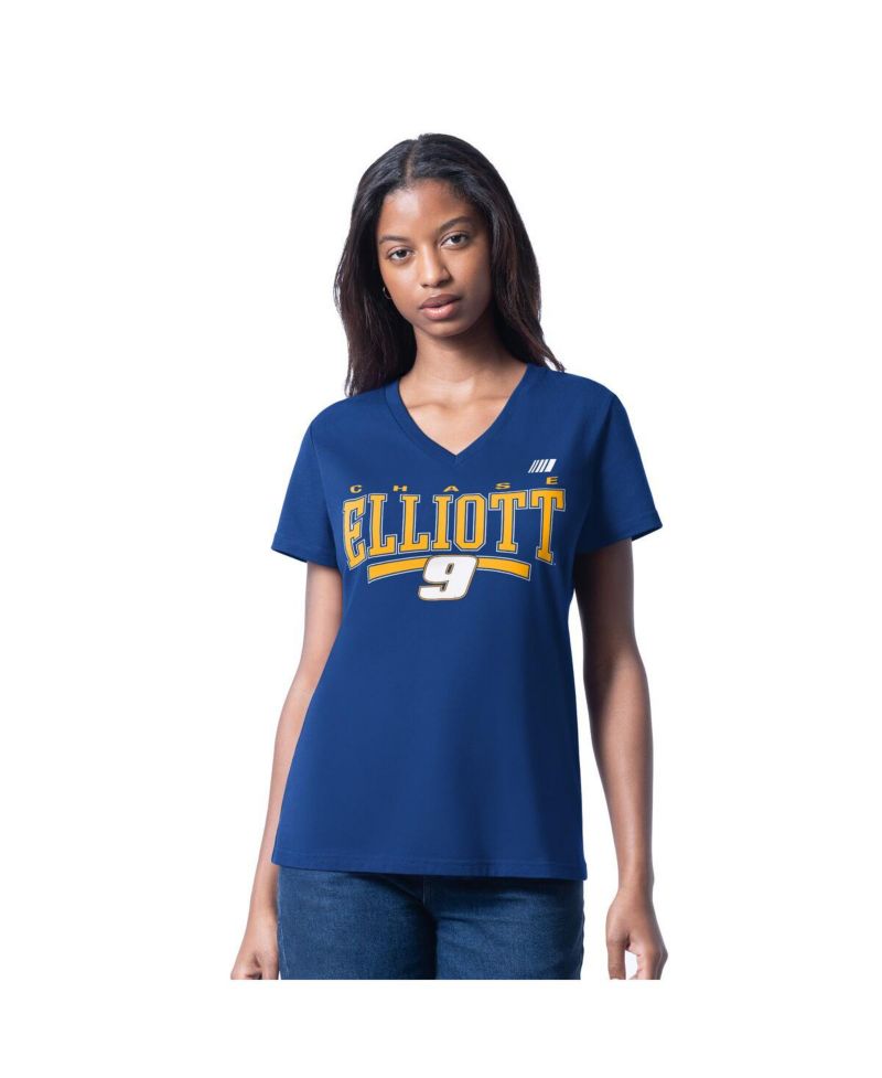 Women's Royal Chase Elliott Cheer Dance V-Neck T-Shirt
