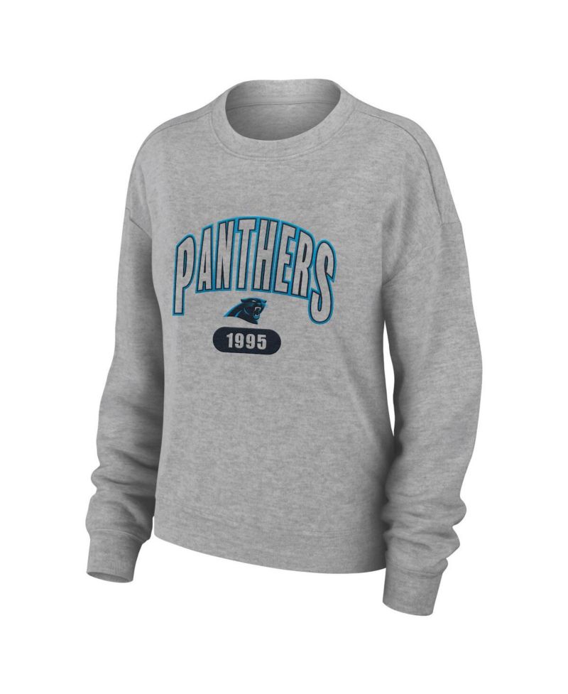 Women's 2-Piece Heather Gray Carolina Panthers Knit Long Sleeve Tri-Blend T-Shirt and Pants Sleep Set