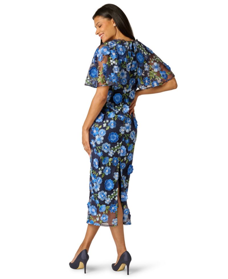 Women's Embroidered Dolman-Sleeve V-Neck Dress