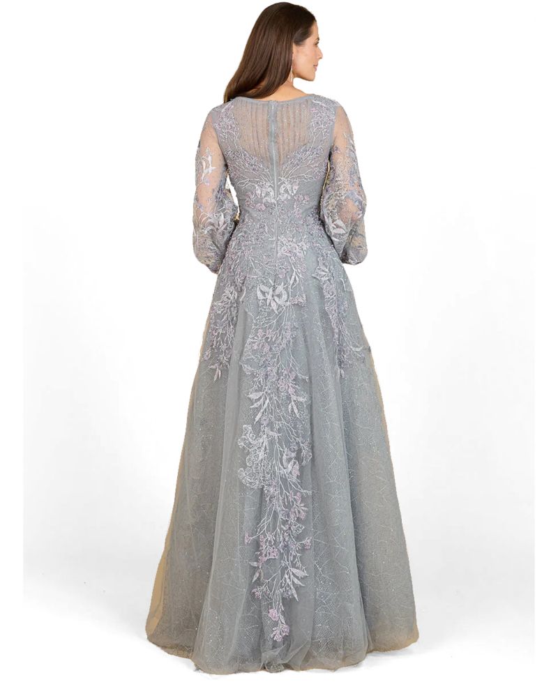 Women's V Neckline Balloon Sleeve Gown
