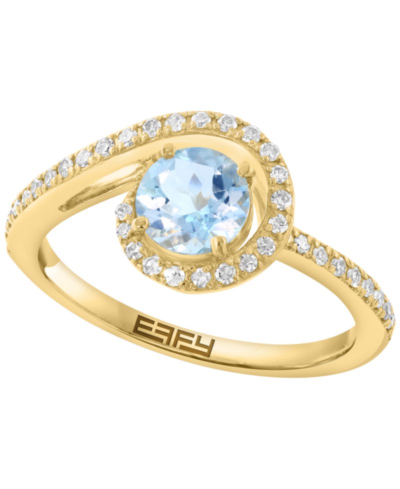 Aquamarine (5/8 ct. t.w.) and Diamond Ring (1/5 ct. t.w.) in 14k Yellow Gold