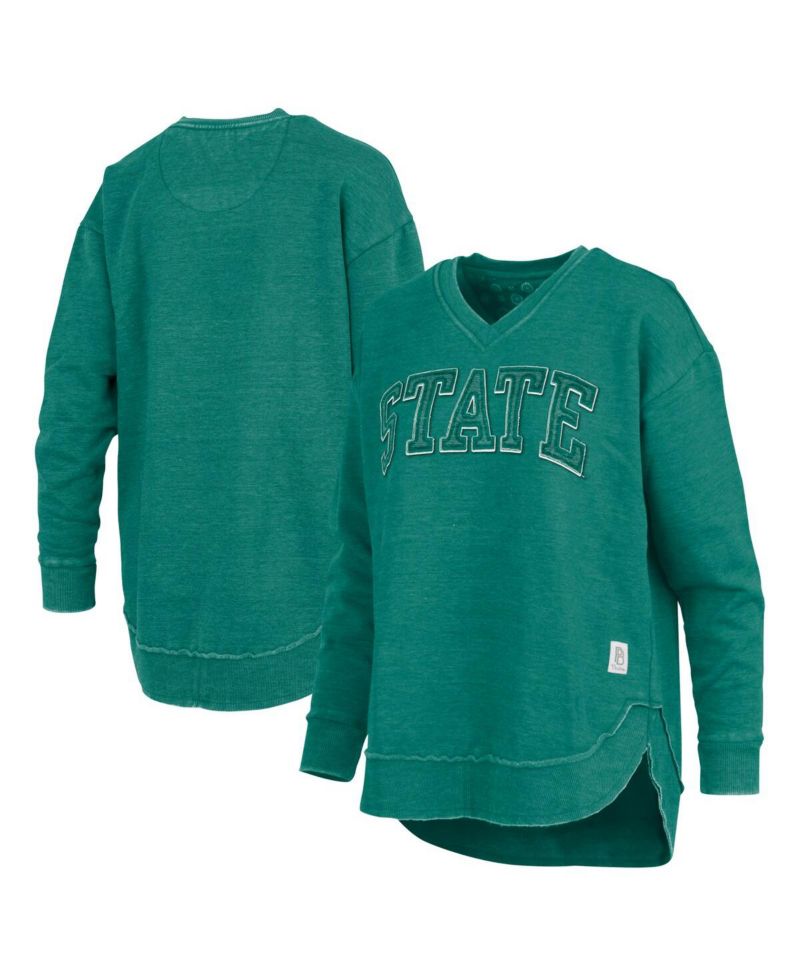 Women's Green Michigan State Spartans Westin Poncho V-Neck Pullover Sweatshirt