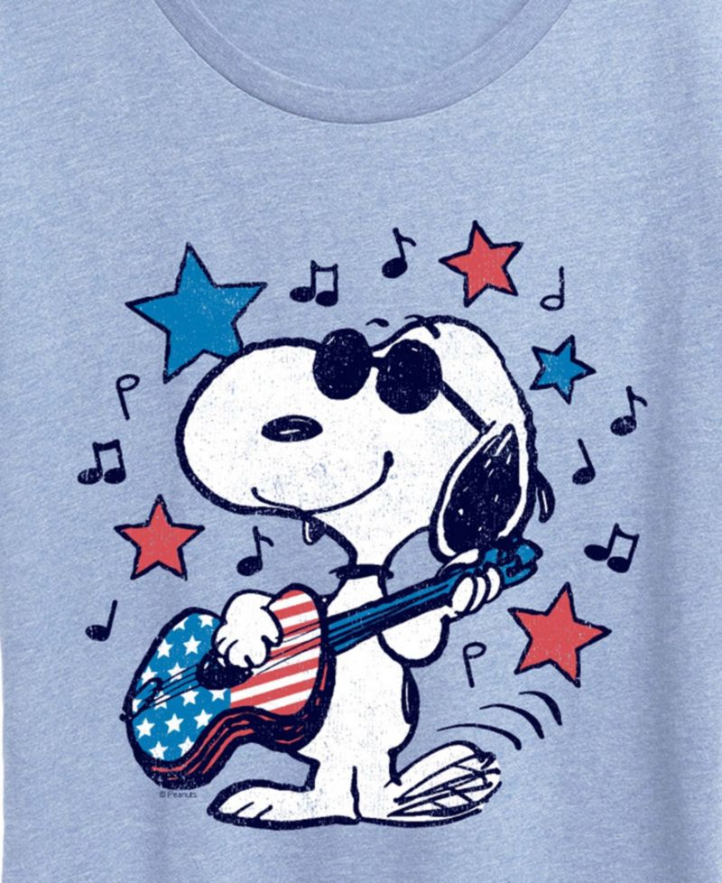 Plus Size Peanuts Snoopy Americana Guitar Short-Sleeve Graphic T-Shirt