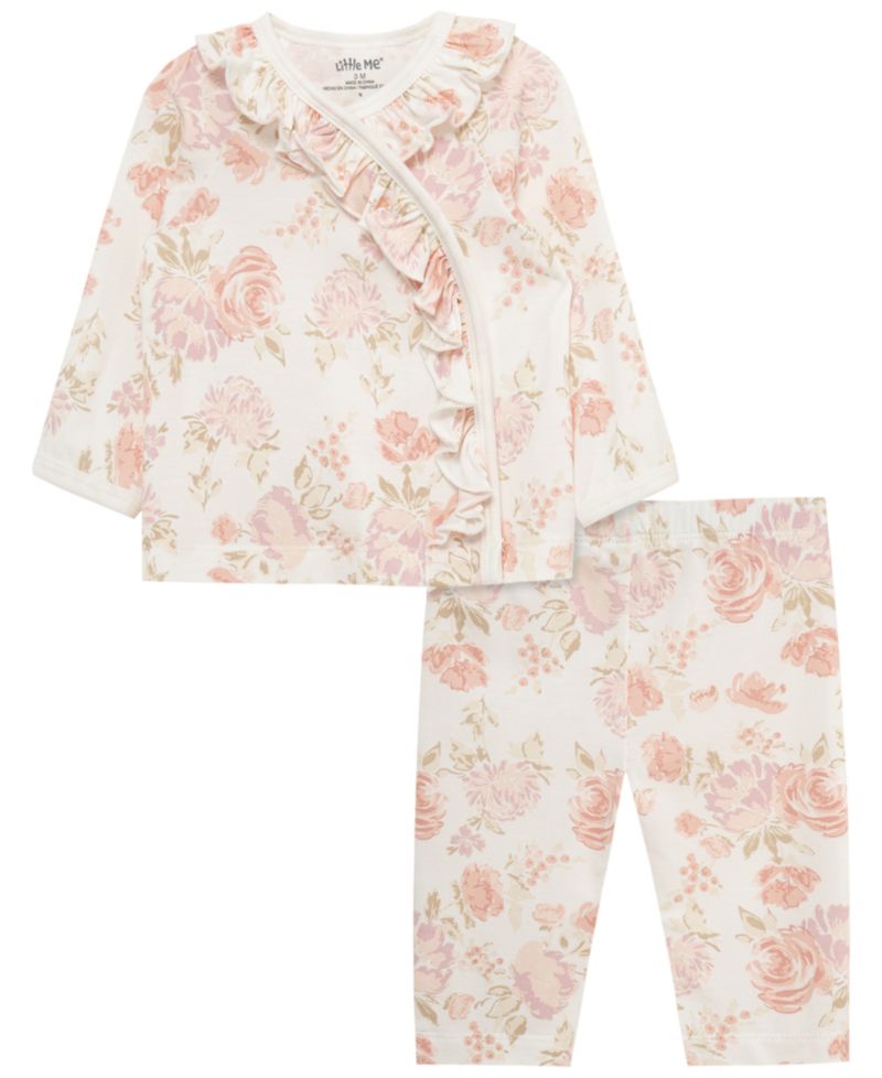 Baby Girls' Long-Sleeve Top and Pants, 2-Piece Set