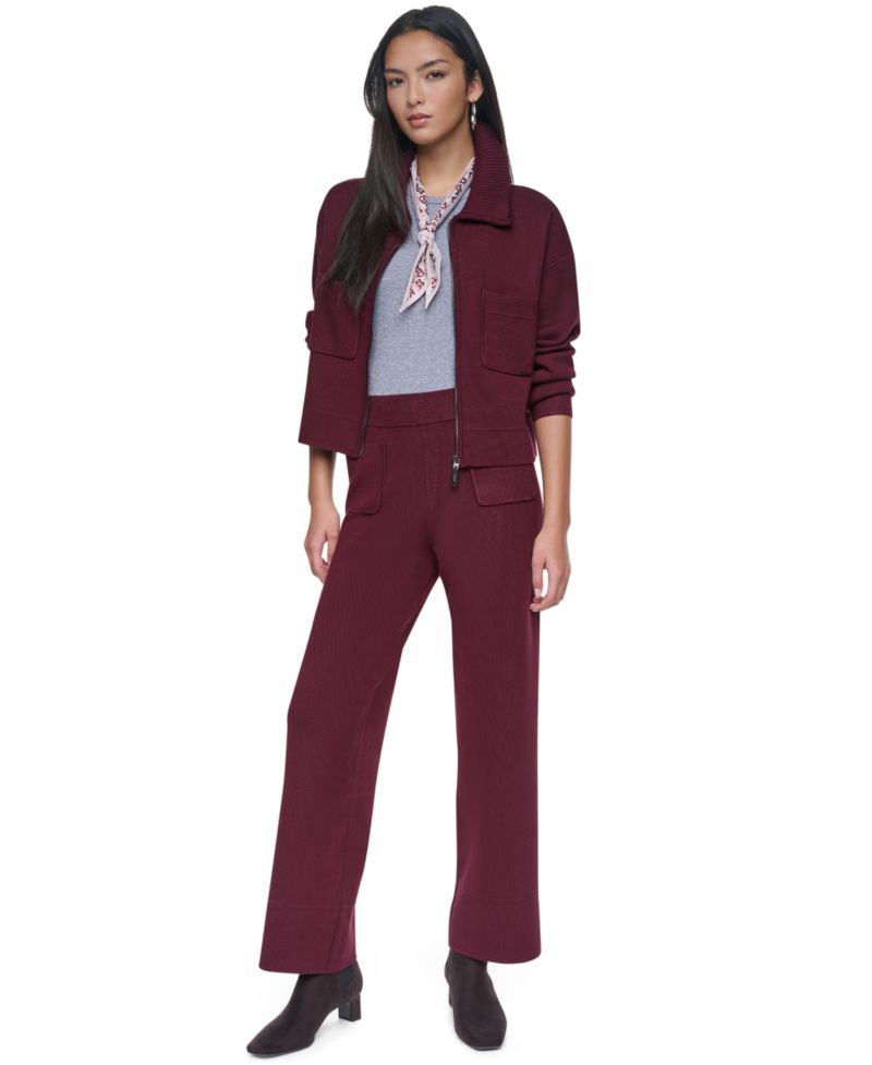 Women's Front Pocket Essentials High-Waisted Wide-Leg Pull-On Pants