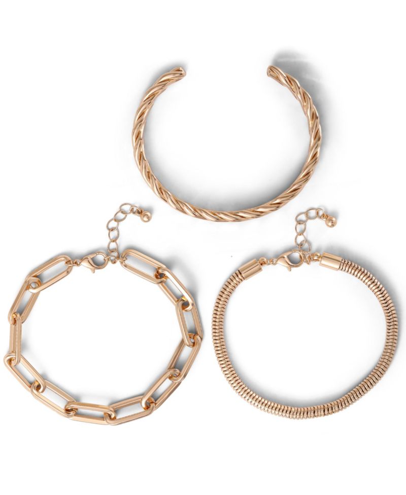 -Tone Chain Bracelet Set Ã¢&acirc;‚¬&acirc;€œ 3 Pieces