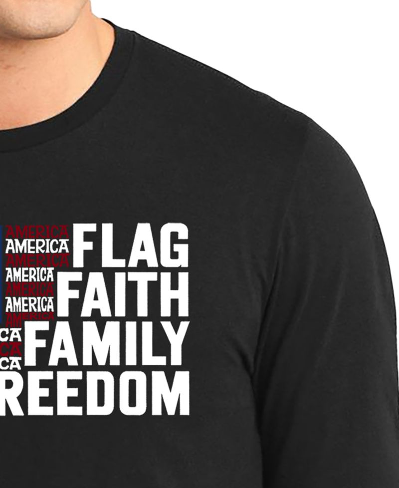 Men's Flag Faith Family Freedom American Flag Word Art Long-Sleeve T-Shirt