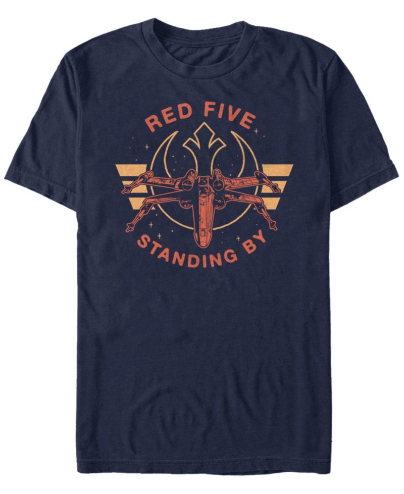 Star Wars Men's Classic Red Five Standing By Short Sleeve T-Shirt