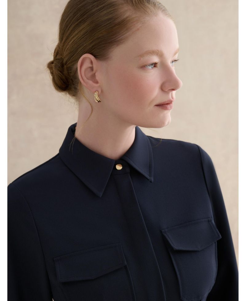 Women's Dannie Cinched-Waist Collard Shirt