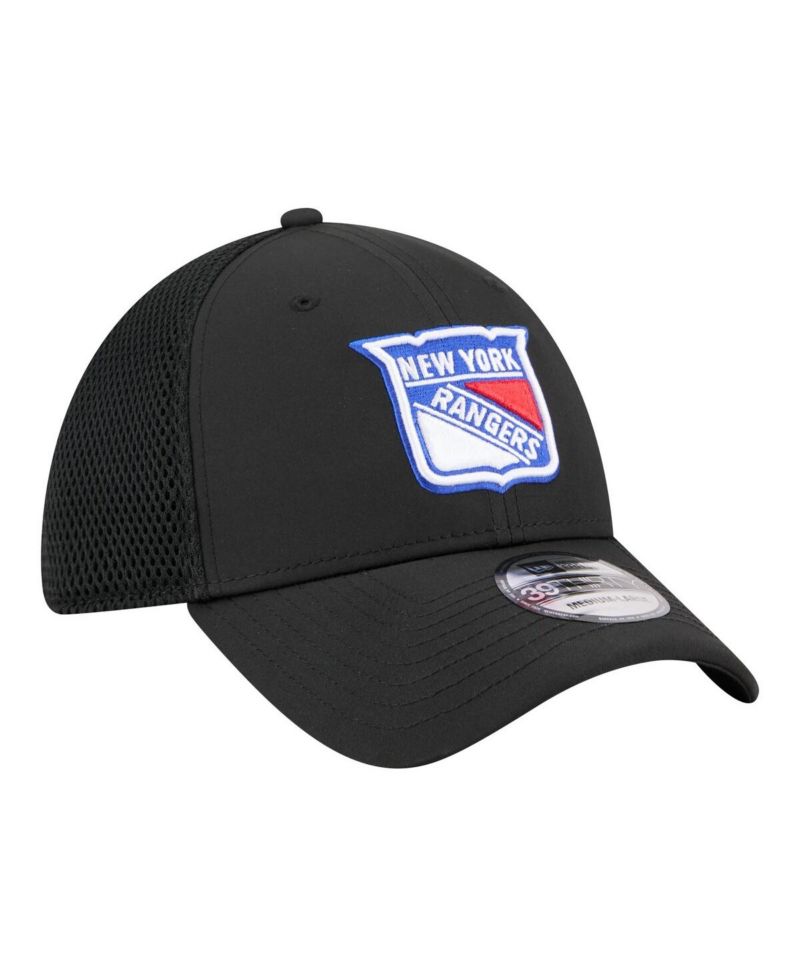 Men's Black New York Rangers Logo 39THIRTY Flex Hat
