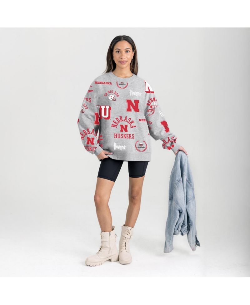 Women's Gray Nebraska Huskers Always on Repeat Fleece Sweatshirt