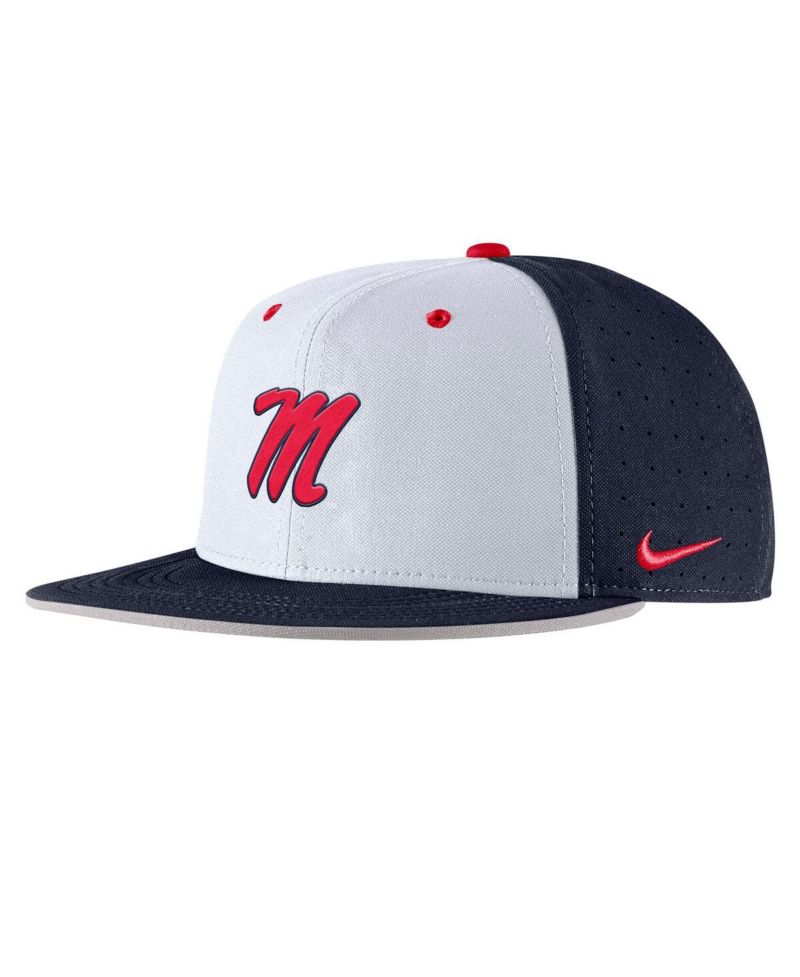 Men's Navy Ole Miss Rebels On-Field True Performance Baseball Fitted Hat