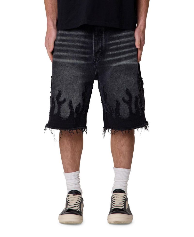 Men's Baggy Flame Denim Shorts