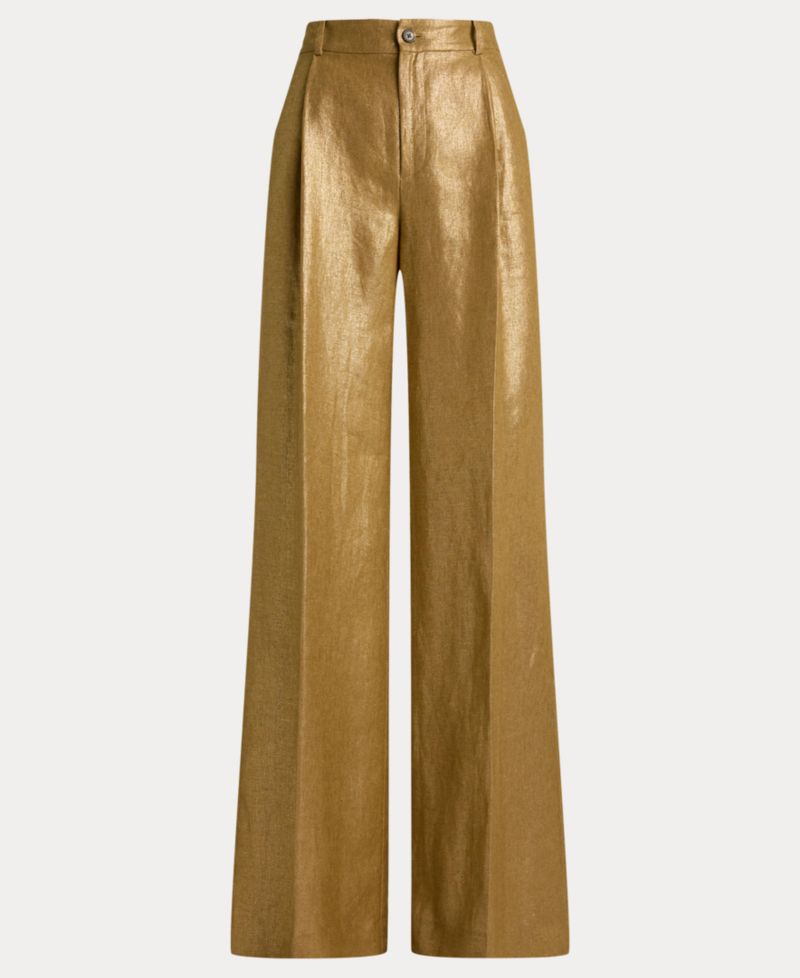 Women's High-Rise Foiled Wide-Leg Pants